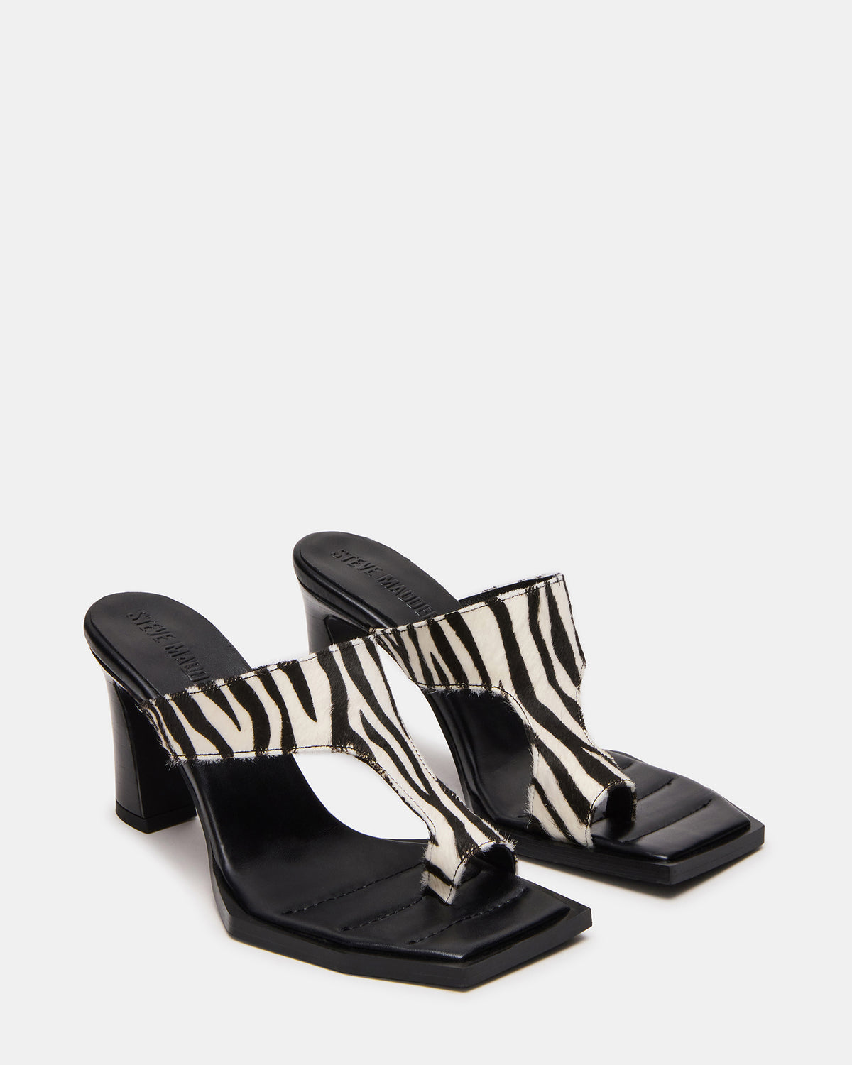 ALAMEDA Zebra Square-Toe Mule Women's Heel