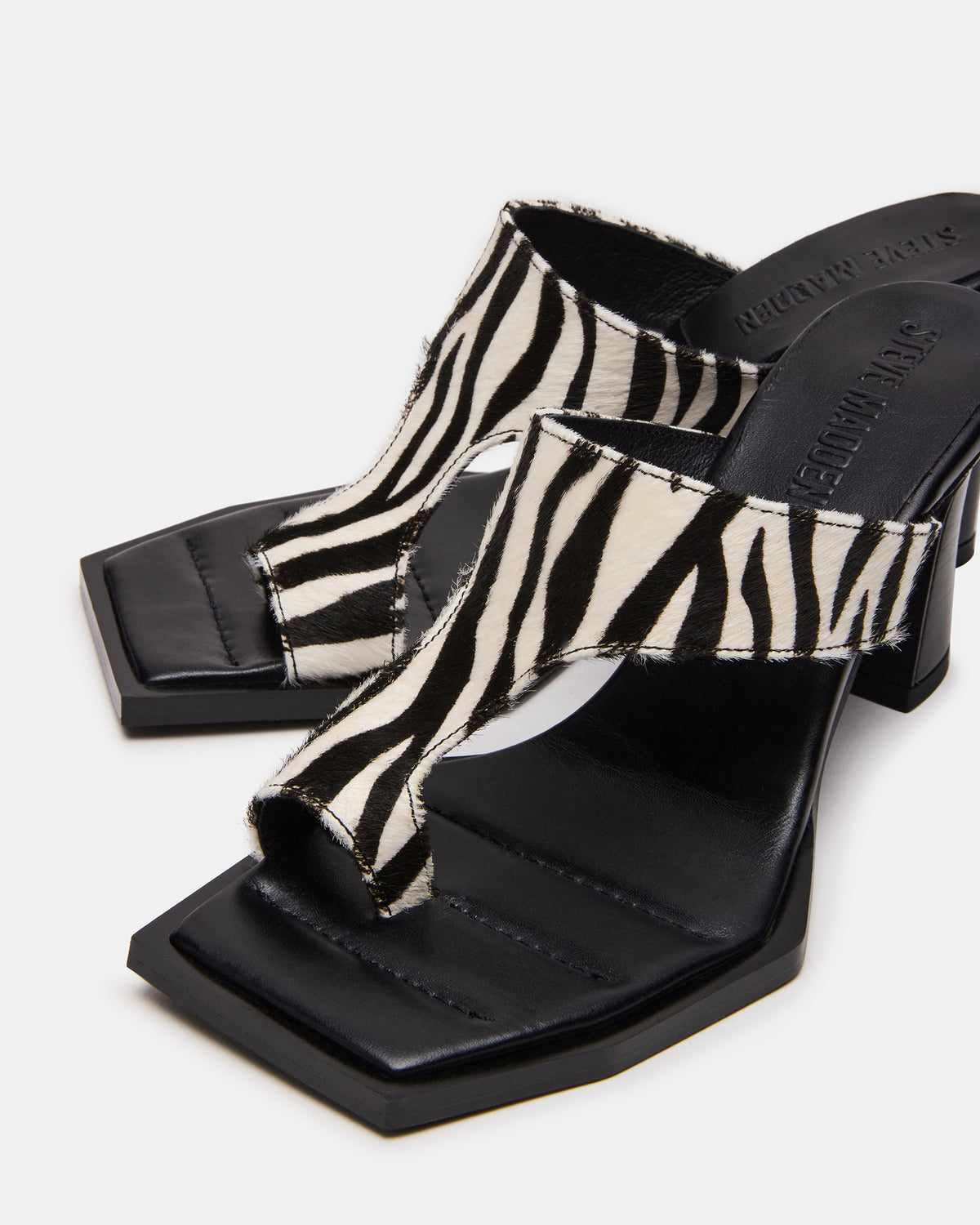 ALAMEDA Zebra Square-Toe Mule Women's Heel