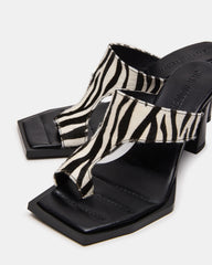 ALAMEDA Zebra Square-Toe Mule Women's Heel