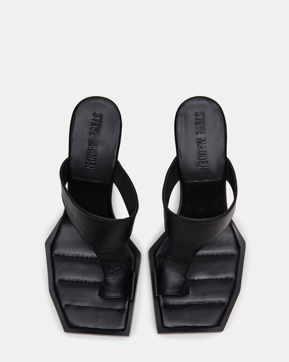ALAMEDA Black Leather Square-Toe Mule Women's Heel