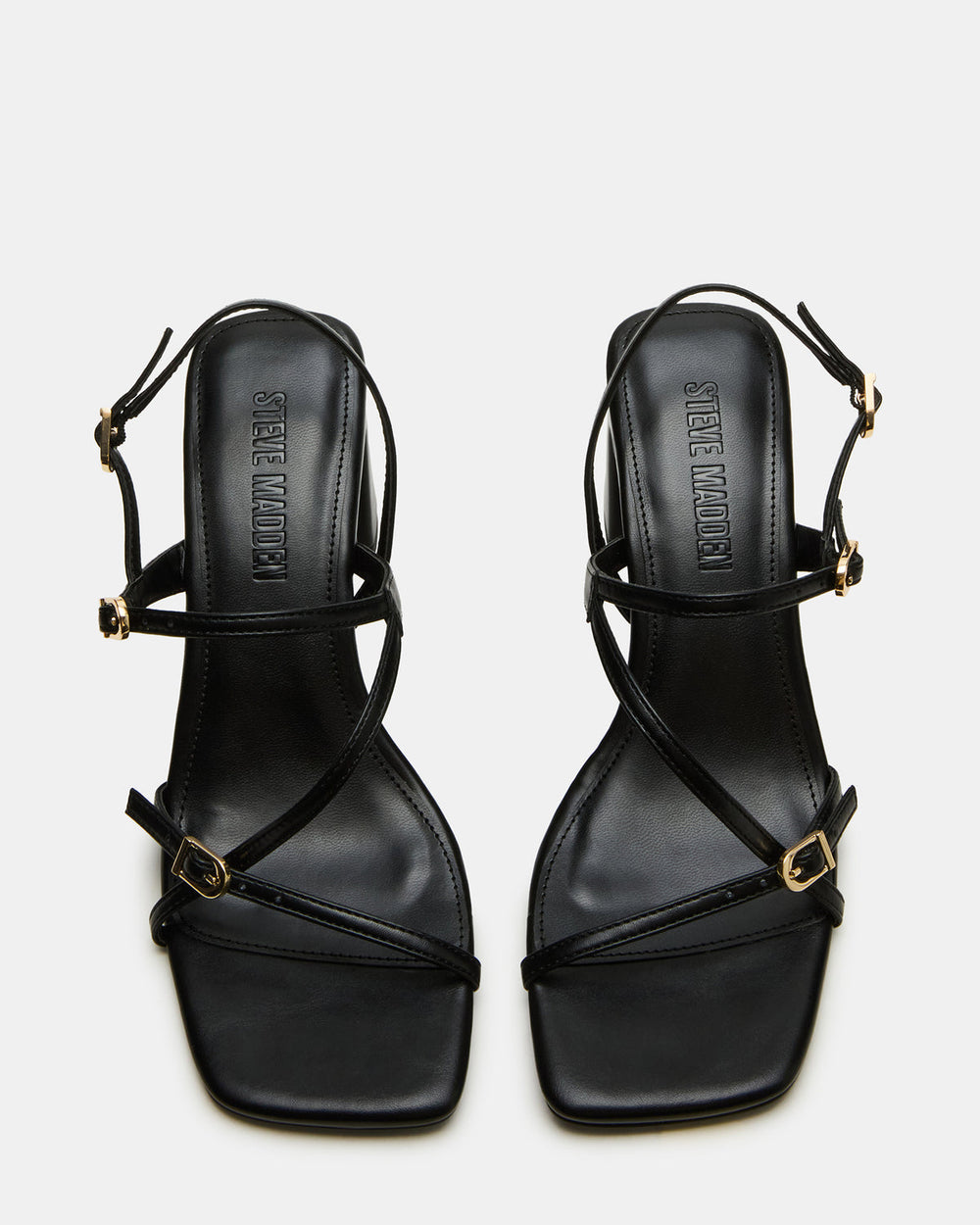 VANTAGE Black Women's Square-Toe Strappy Slingback Heel