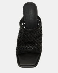 FRESCA Black Woven Square-Toe Mule Women's Heel