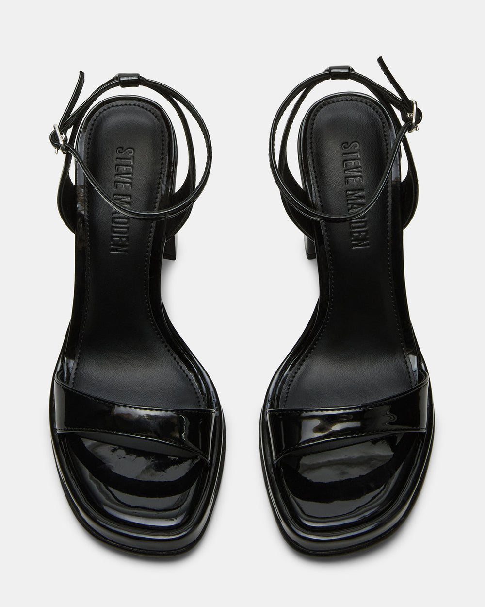 SULLIVAN Black Patent Square-Toe Strappy Heel | Women's Heels