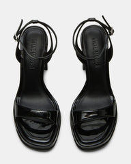 SULLIVAN Black Patent Square-Toe Strappy Heel | Women's Heels