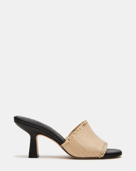 CRESCENT Raffia Square Toe Mule Heel | Women's Heels