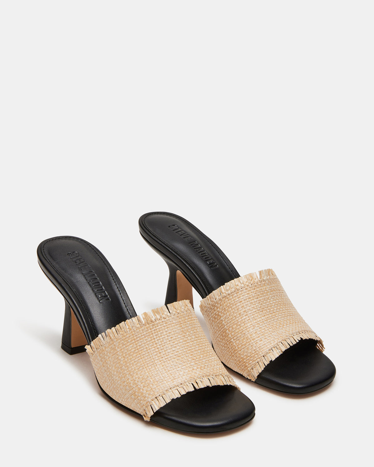 CRESCENT Raffia Square Toe Mule Heel | Women's Heels