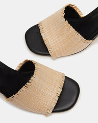 CRESCENT Raffia Square Toe Mule Heel | Women's Heels
