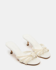 CARY Pearl Ivory Square-Toe Strappy Mule Women's Heel