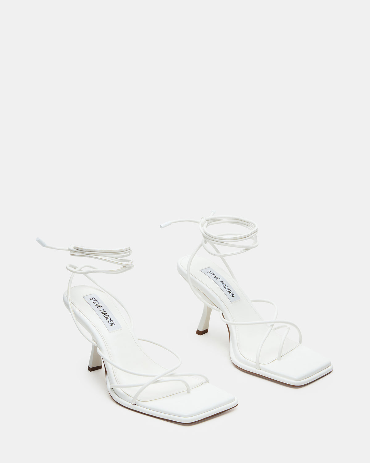 JOLENE White Strappy Lace-Up Heel | Women's Heels