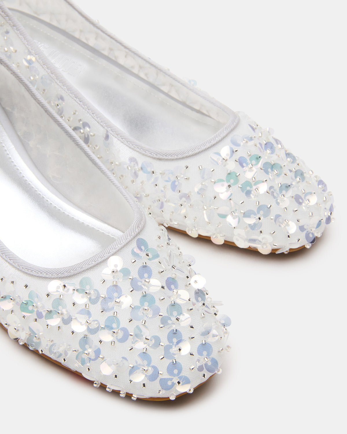 MOLLIE Silver Sequins Ballet Block Heels