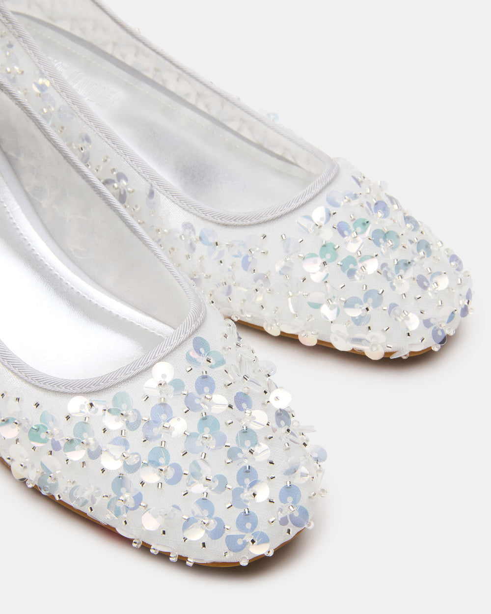 MOLLIE Silver Sequins Ballet Block Heels