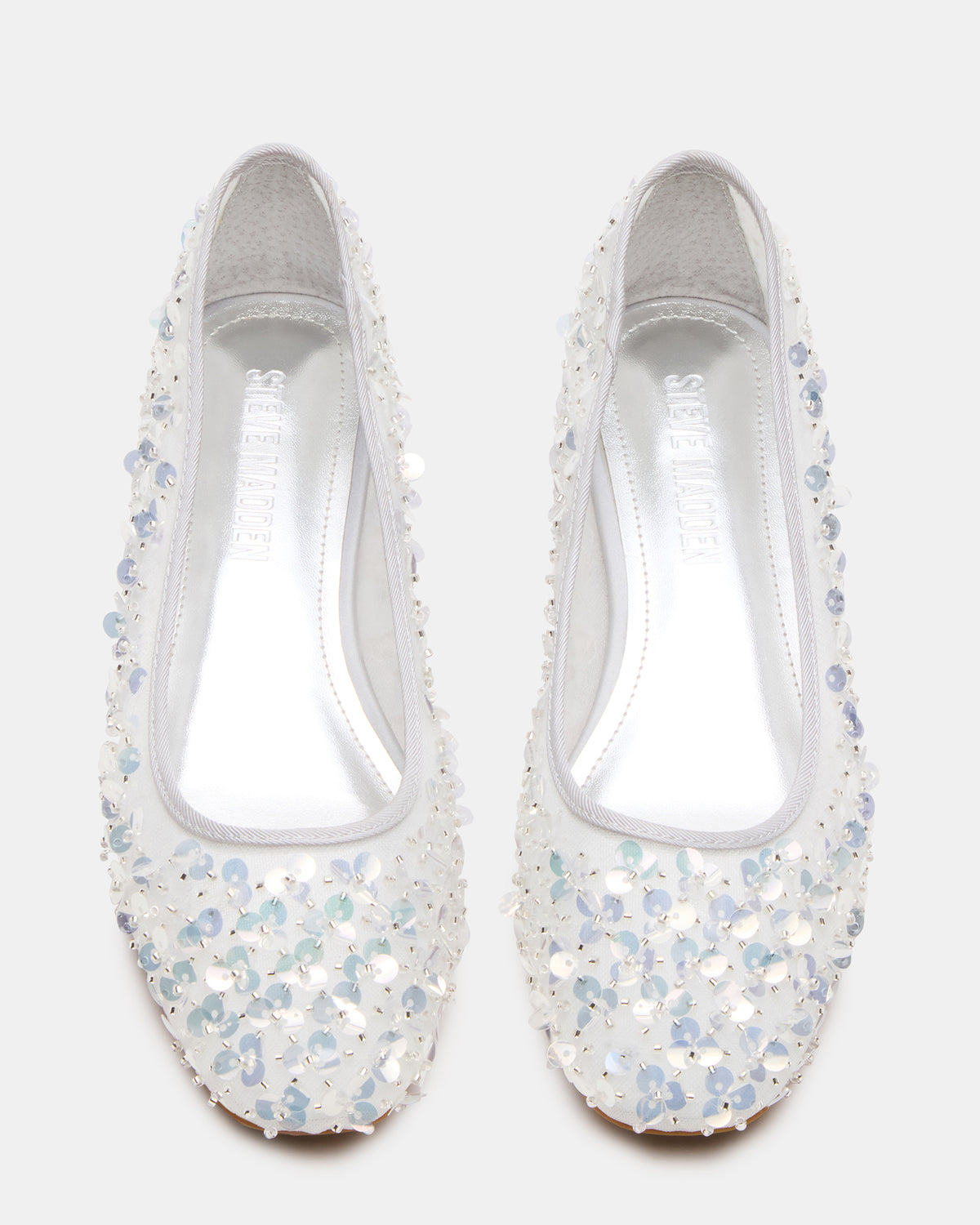 MOLLIE Silver Sequins Ballet Block Heels