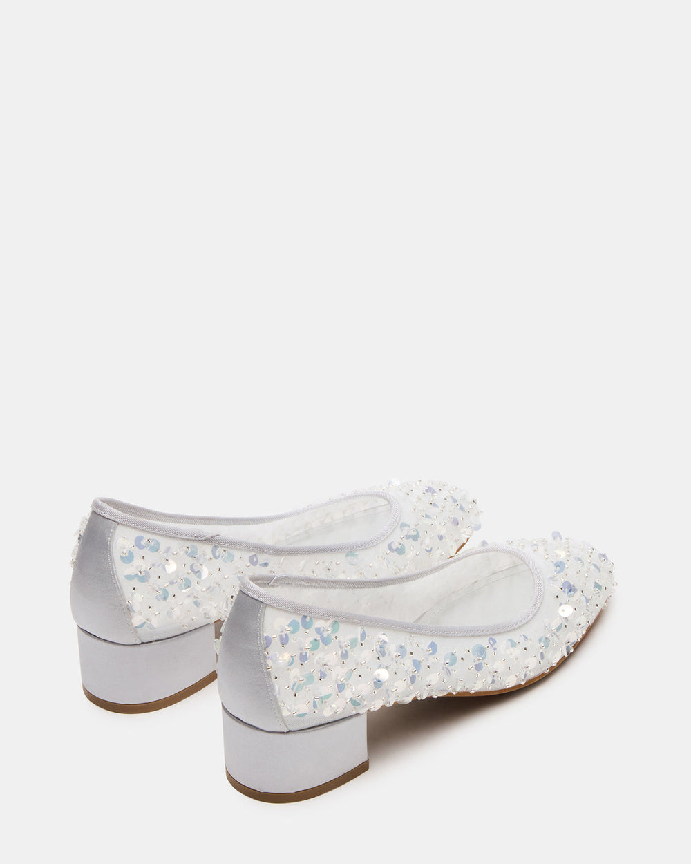 MOLLIE Silver Sequins Ballet Block Heels