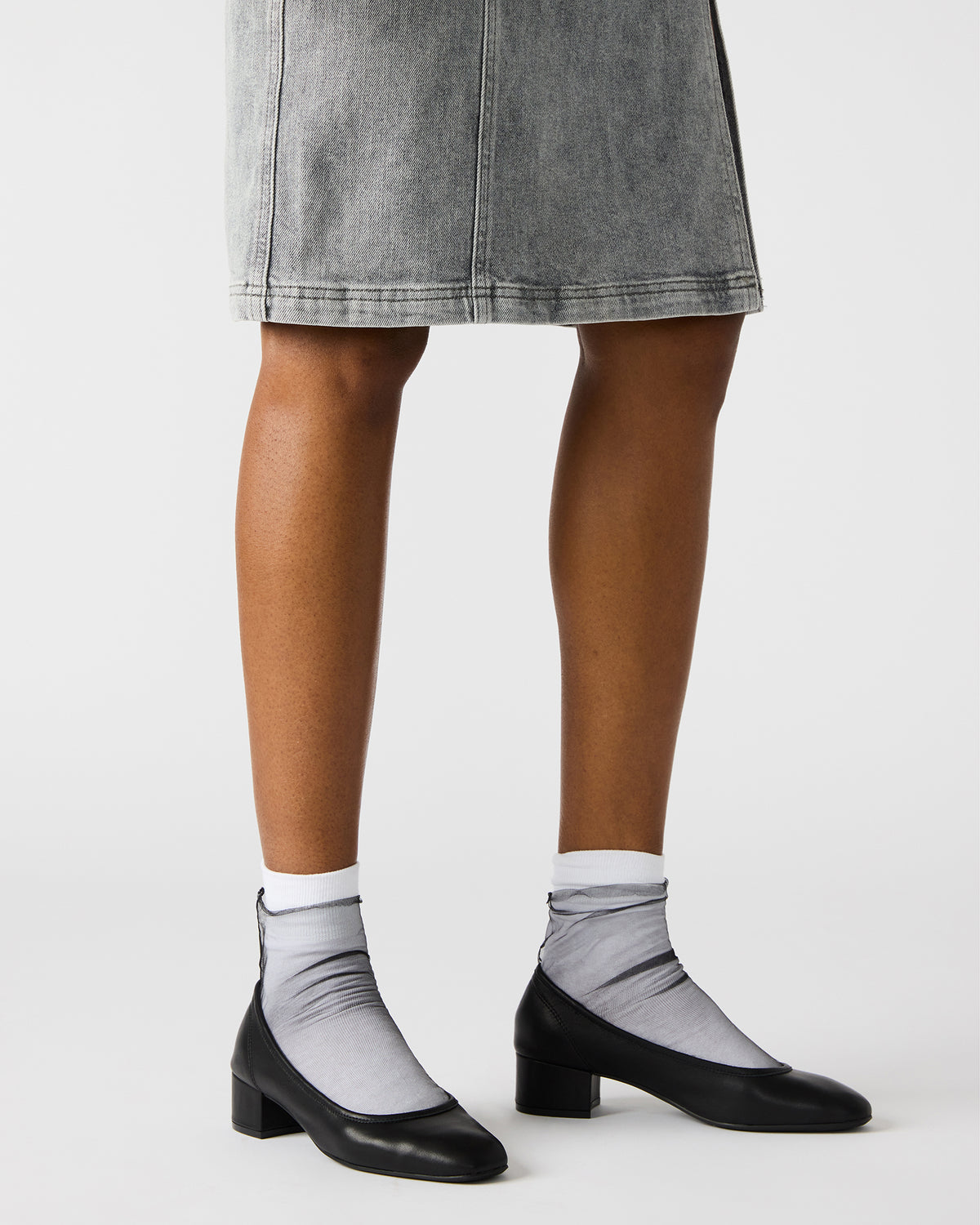 MOLLIE Silver Sequins Ballet Block Heels