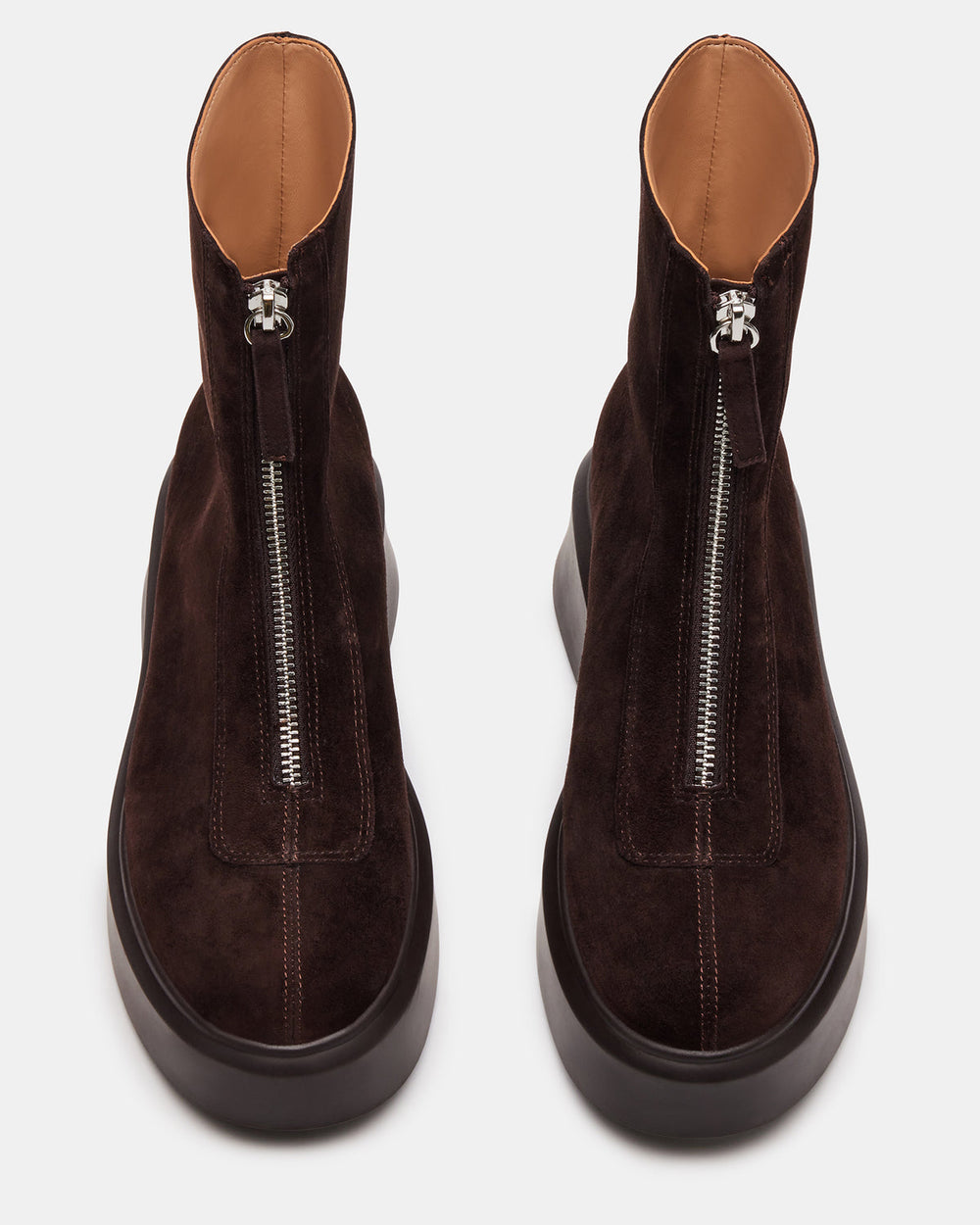 JONES Chocolate Brown Suede Zipper Lug Women's Ankle Boot
