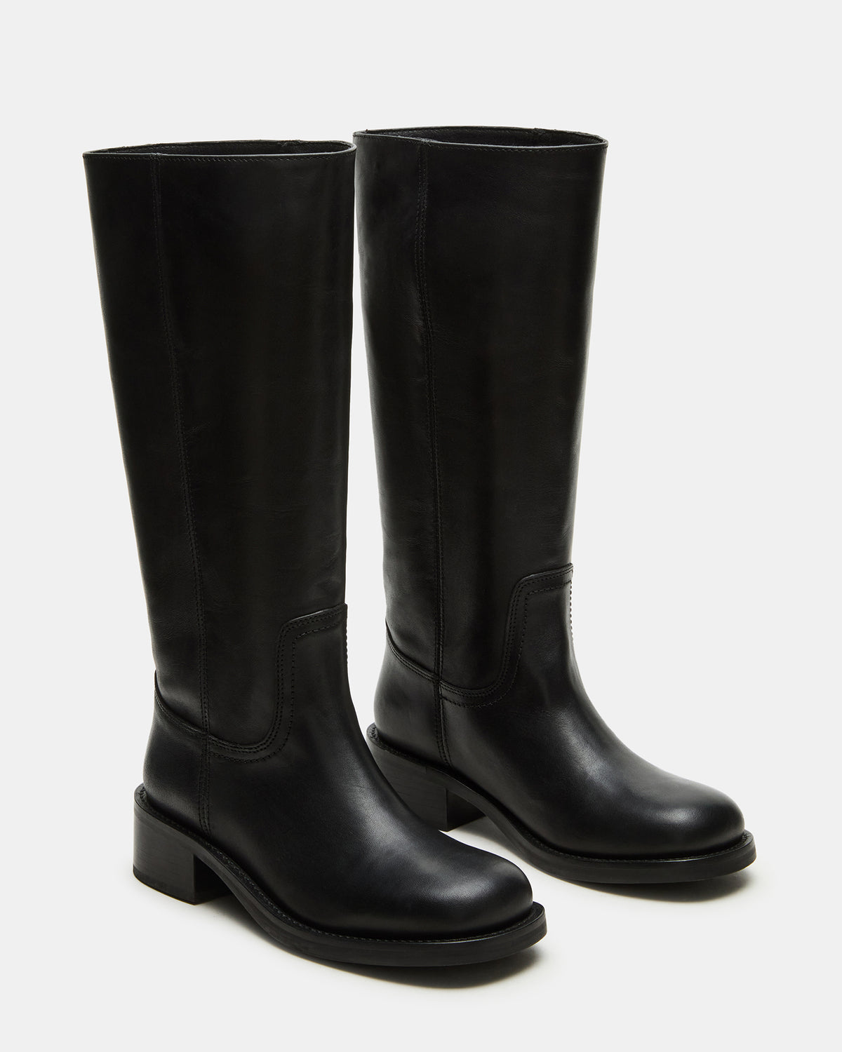 RIGGS Black Leather Wide Calf Square-Toe Women's Boot