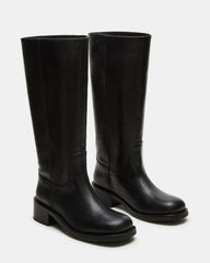 RIGGS Black Leather Wide Calf Square-Toe Women's Boot