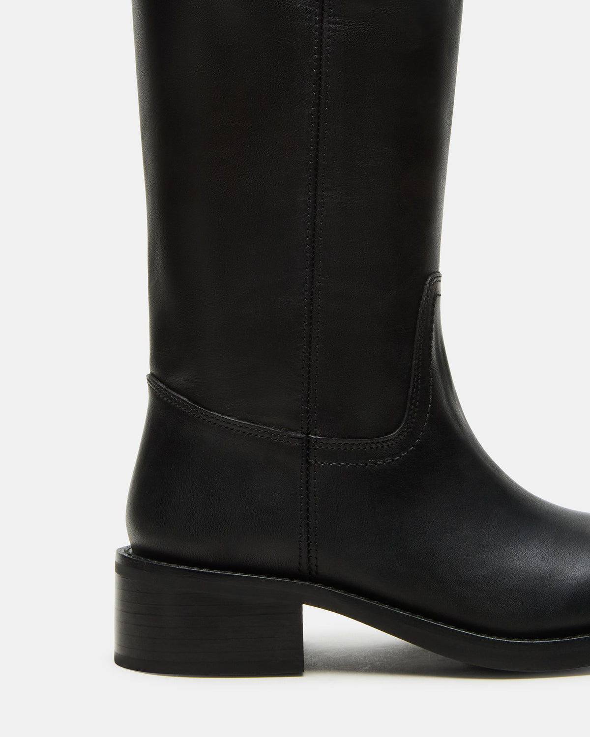 RIGGS Black Leather Wide Calf Square-Toe Women's Boot