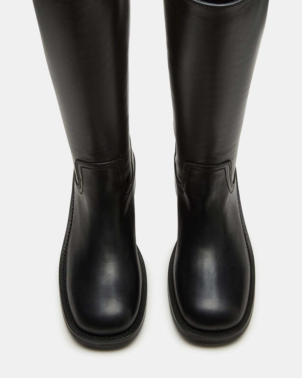 RIGGS Black Leather Wide Calf Square-Toe Women's Boot
