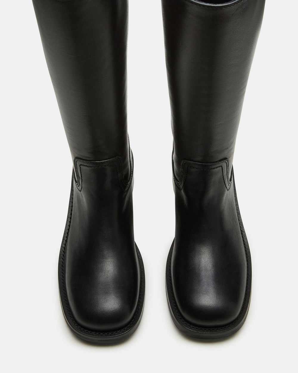 RIGGS Black Leather Wide Calf Square-Toe Women's Boot