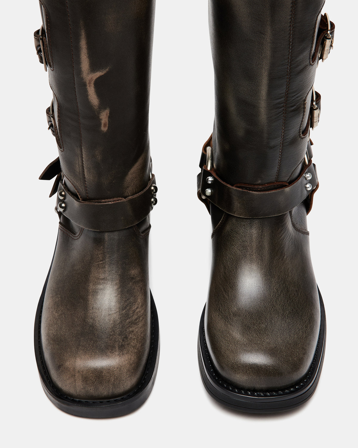 ROCKY Brown Distressed Women's Knee-High Moto Boots