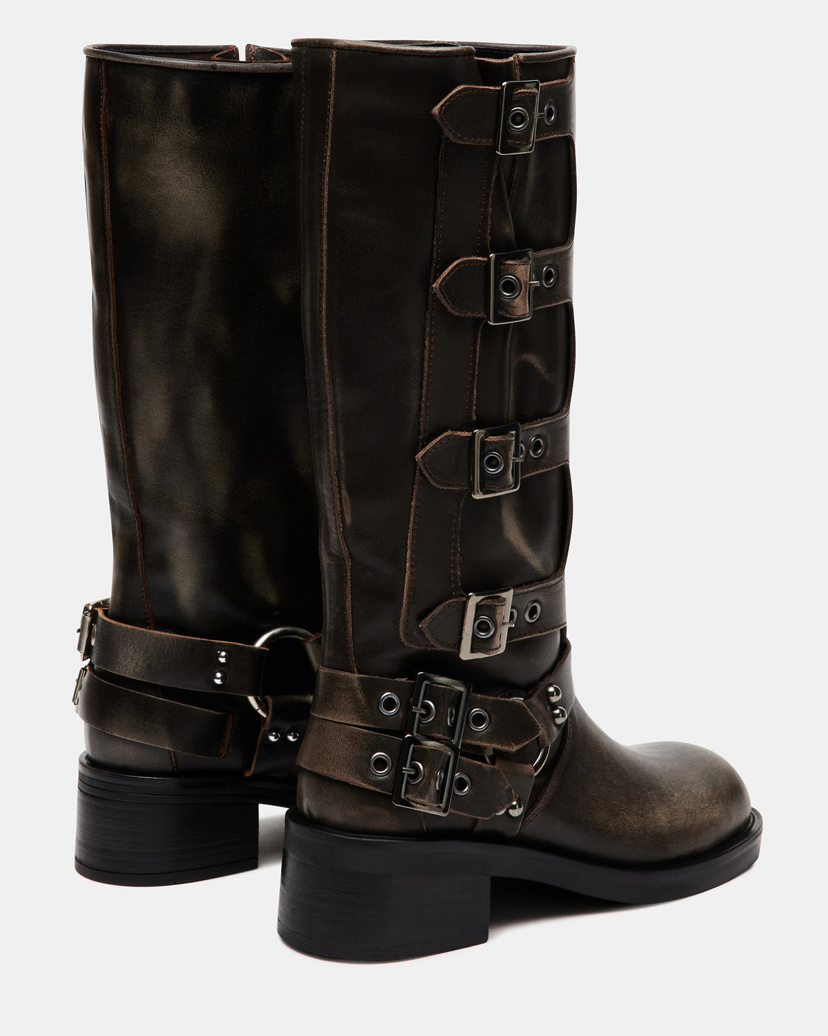 ROCKY Brown Distressed Women's Knee-High Moto Boots