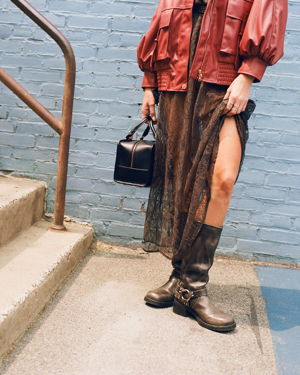 ROCKY Brown Distressed Women's Knee-High Moto Boots