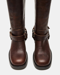 ASTOR Brown Leather Knee-High Boot | Women's Boots