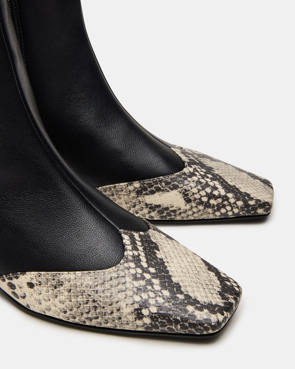 JETER Black Snake Square-Toe Women's Ankle Boot