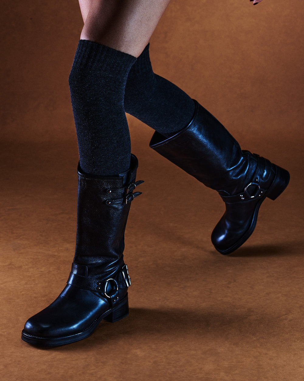 ASTOR Black Leather Knee-High Boot | Women's Boots