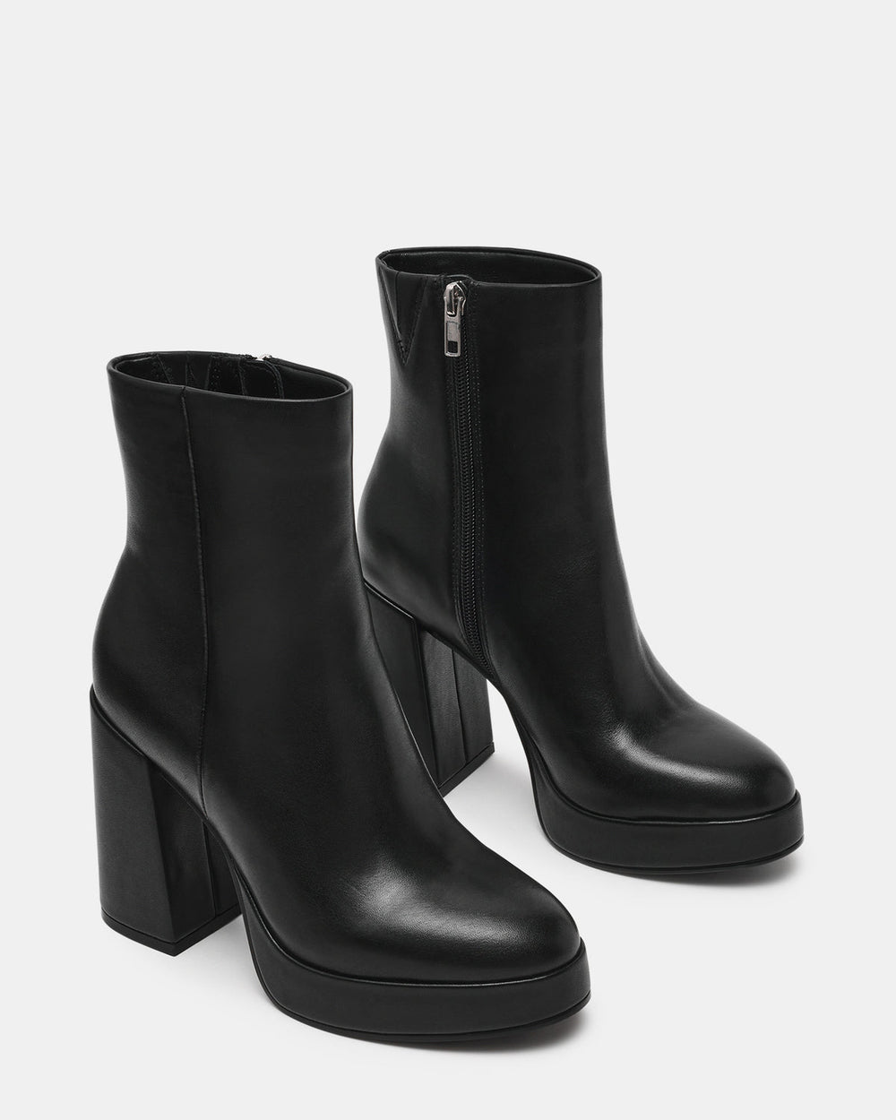 TYRA Black Leather Platform Block Heel Women's Ankle Boot