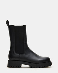 LOWA Black Leather Lug Chelsea Platform Women's Ankle Boot