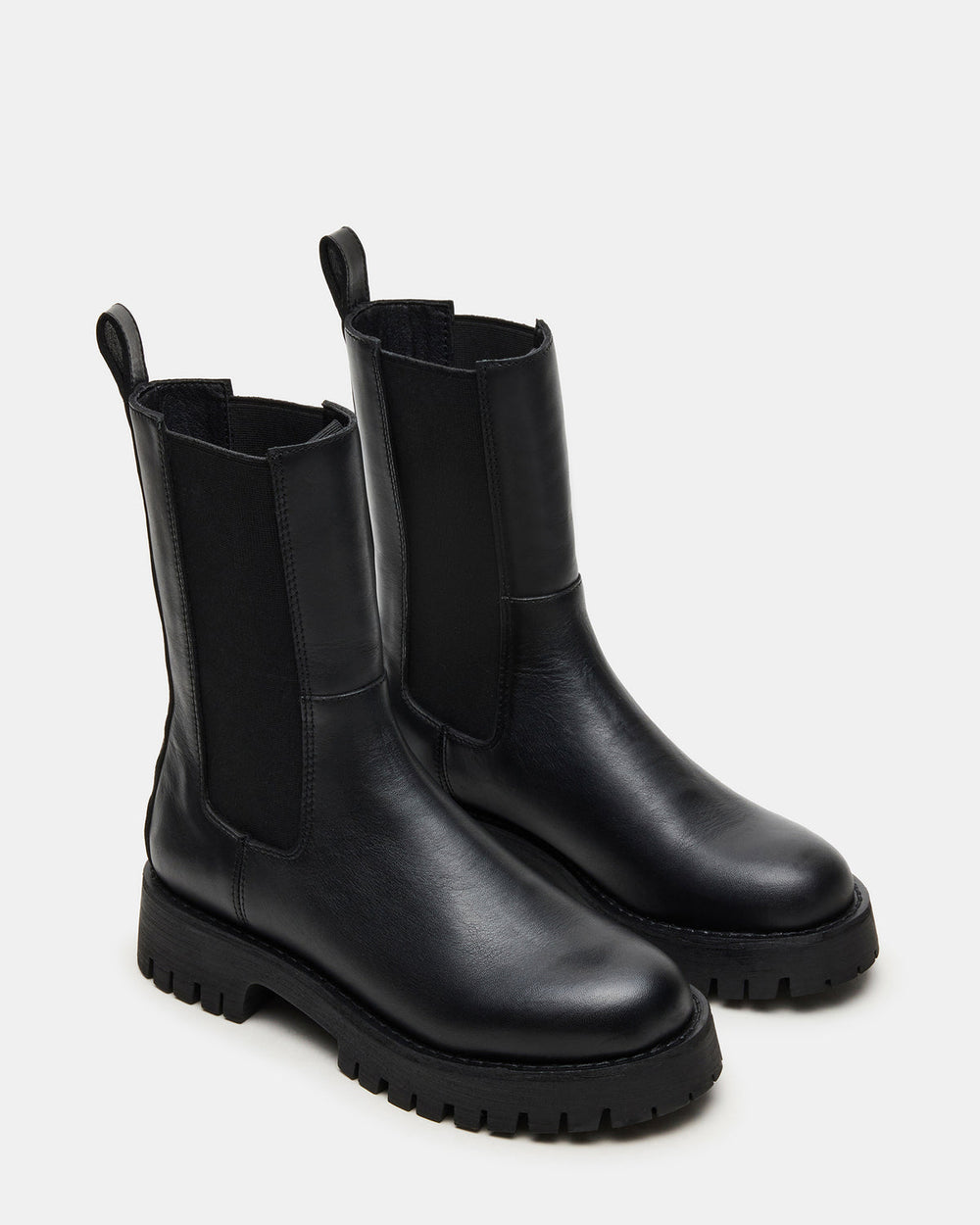 LOWA Black Leather Lug Chelsea Platform Women's Ankle Boot