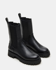 LOWA Black Leather Lug Chelsea Platform Women's Ankle Boot