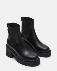KOA Black Lug Sole Chelsea Women's Ankle Boot