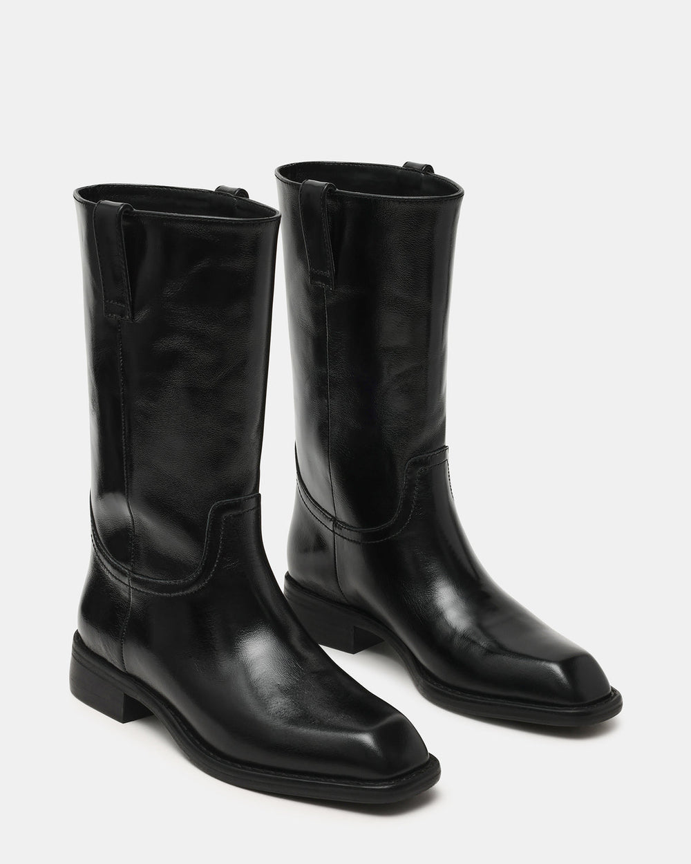 PRIMO Black Leather Square-Toe Women's Boot