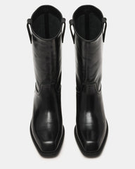 PRIMO Black Leather Square-Toe Women's Boot