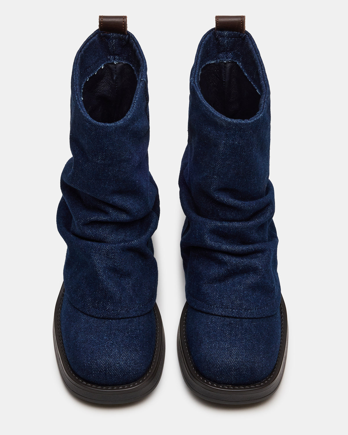 BENJI Denim Fabric Cuffed Fold-Over Moto Buckle Women's Ankle Boot