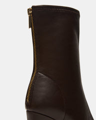 KHELAN Brown Square-Toe Heeled Women's Ankle Boot