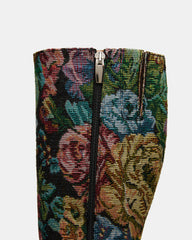 FOLIE Tapestry Square-Toe Block Heel Knee-High Women's Boot