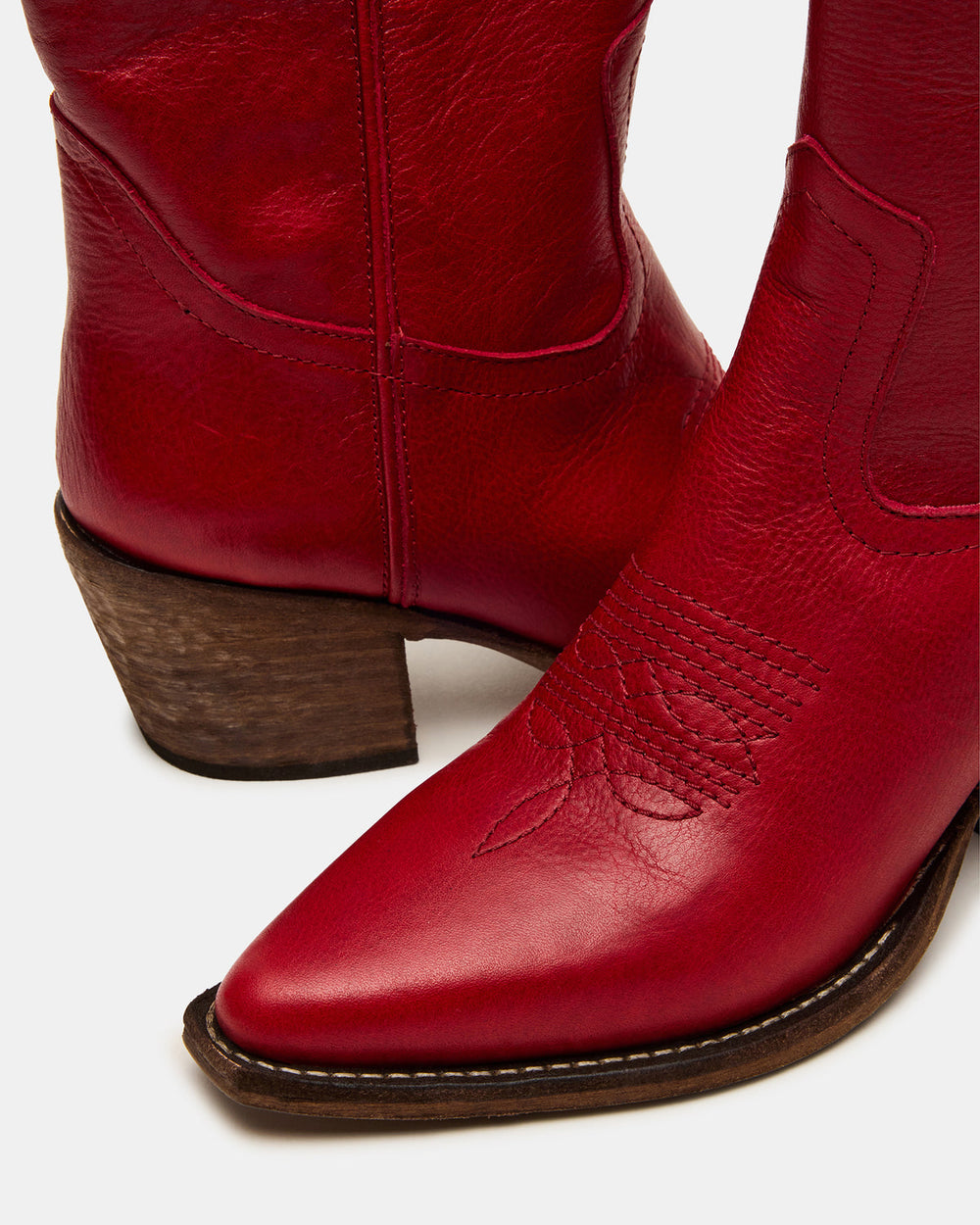 ALBANY Red Leather Pointed-Toe Women's Western Boot