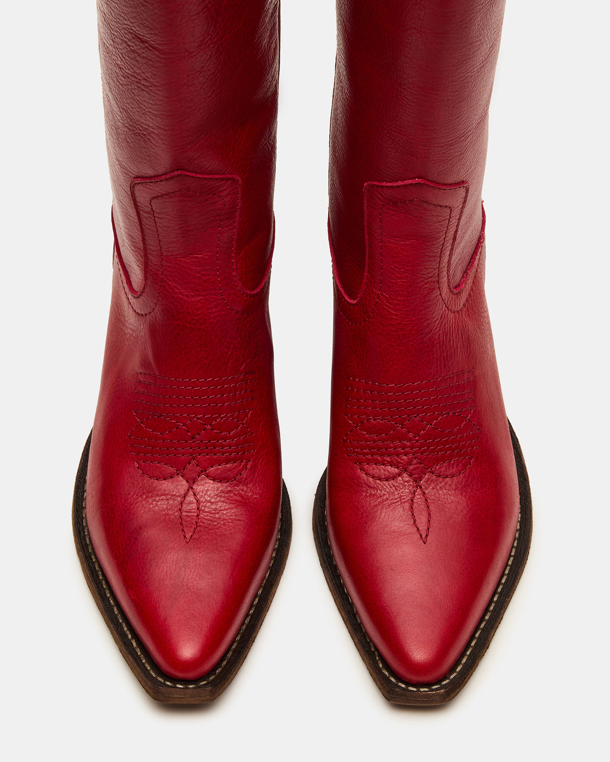 ALBANY Red Leather Pointed-Toe Women's Western Boot