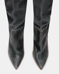 BADDIE Black Distressed Over-The-Knee Moto Women's Boot