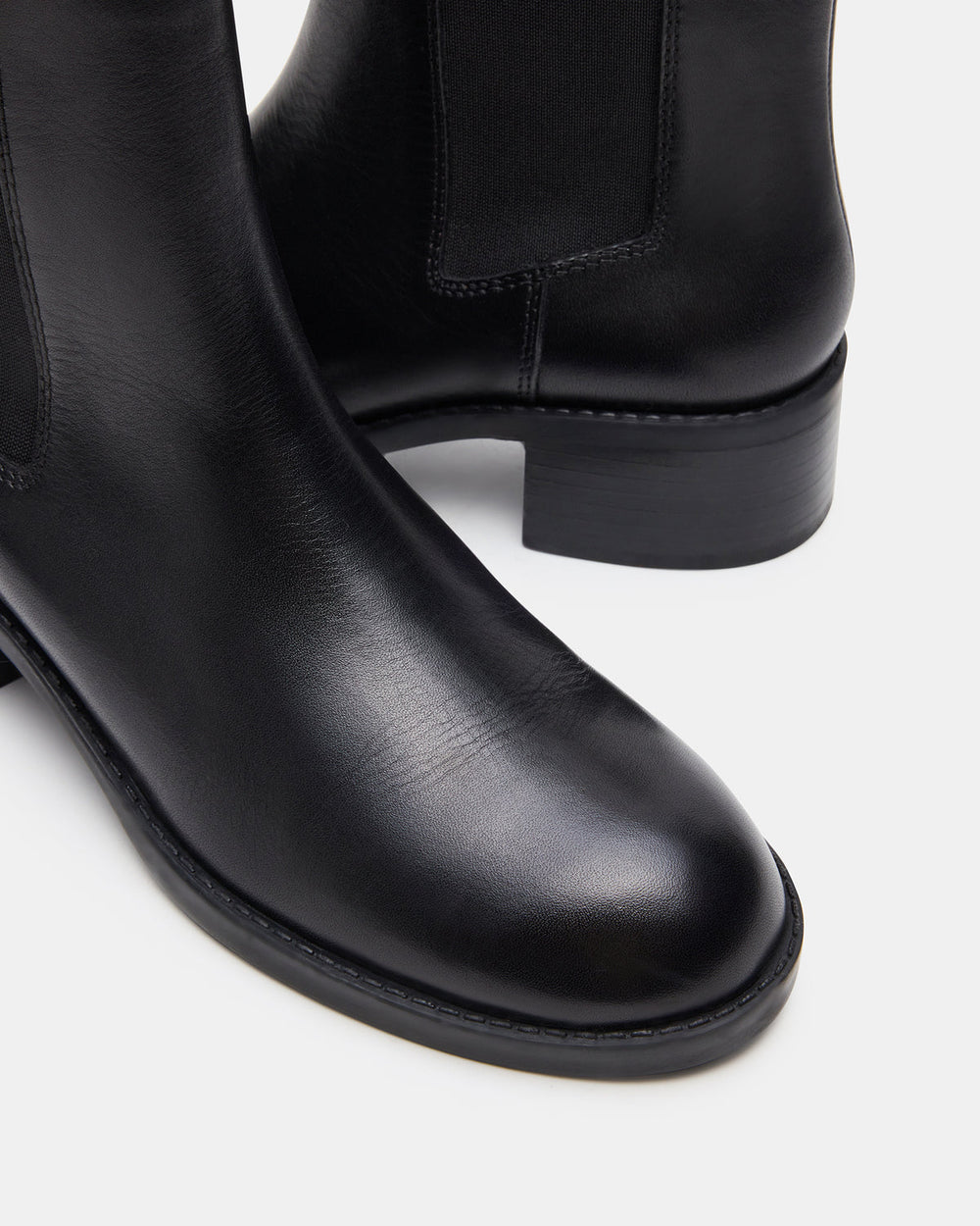 KAPLAN Black Leather Chelsea Block Heel Women's Ankle Boot