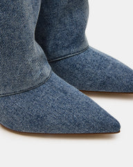 LUCA Denim Fabric Pointed-Toe Cuffed Kitten Heel Women's Boot
