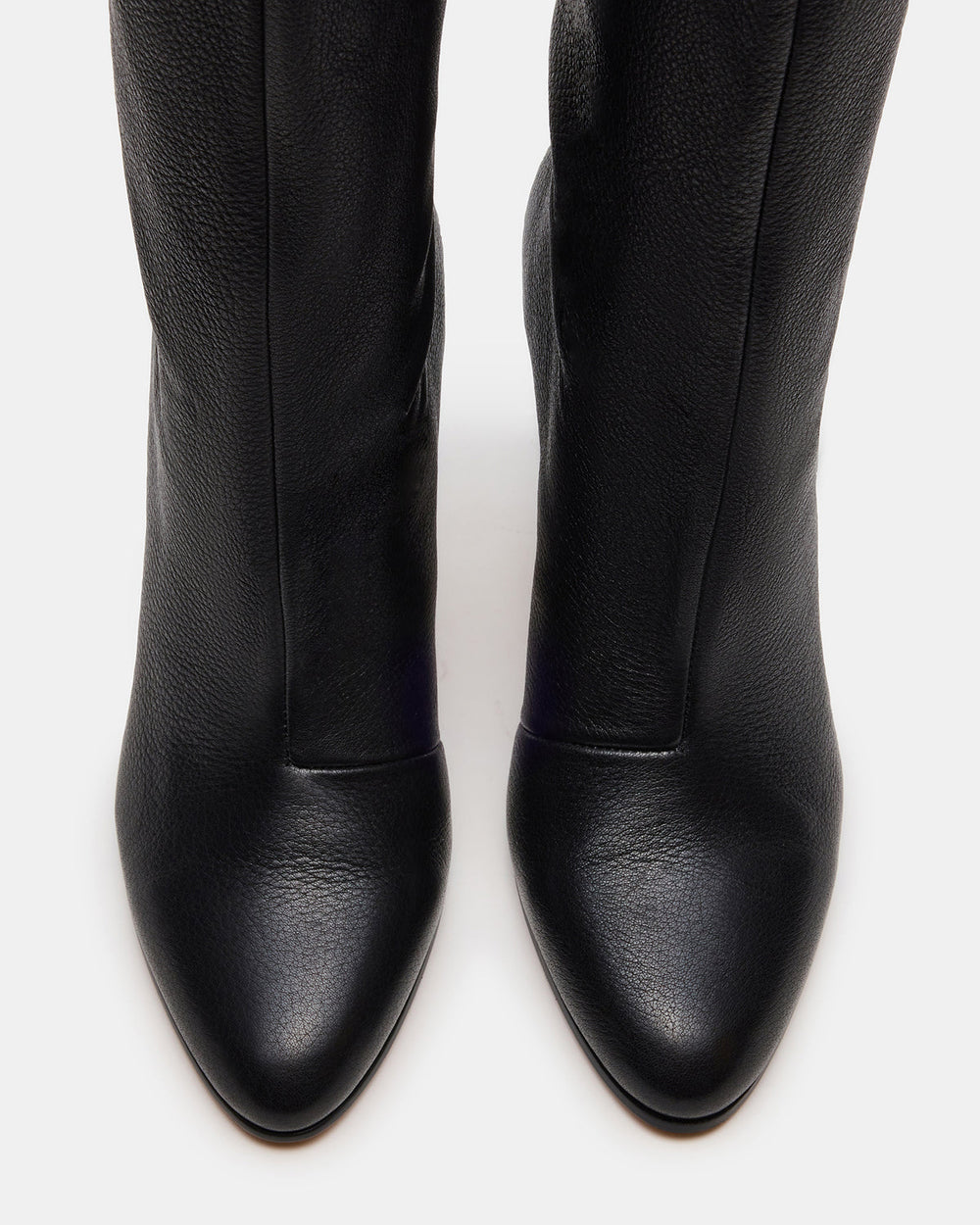 RIZK Black Leather Knee-High Rounded Toe Heeled Women's Boot