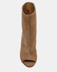 RYLIX Taupe Suede Wedge Peep-Toe Women's Ankle Boot