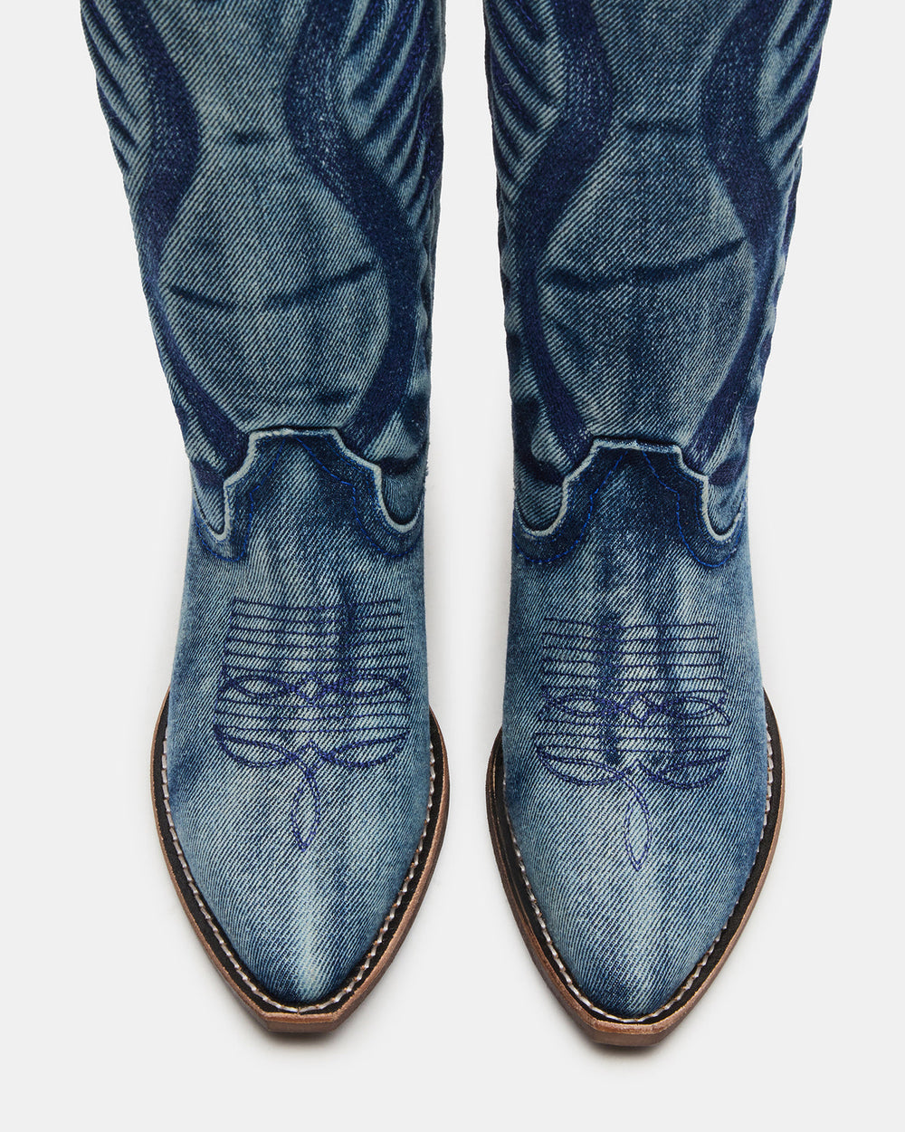 ALBANY Denim Fabric Wide Calf Pointed-Toe Women's Western Boot