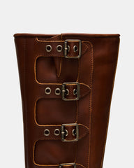 ROCKY Cognac Distressed Wide Calf Knee-High Moto Women's Boot