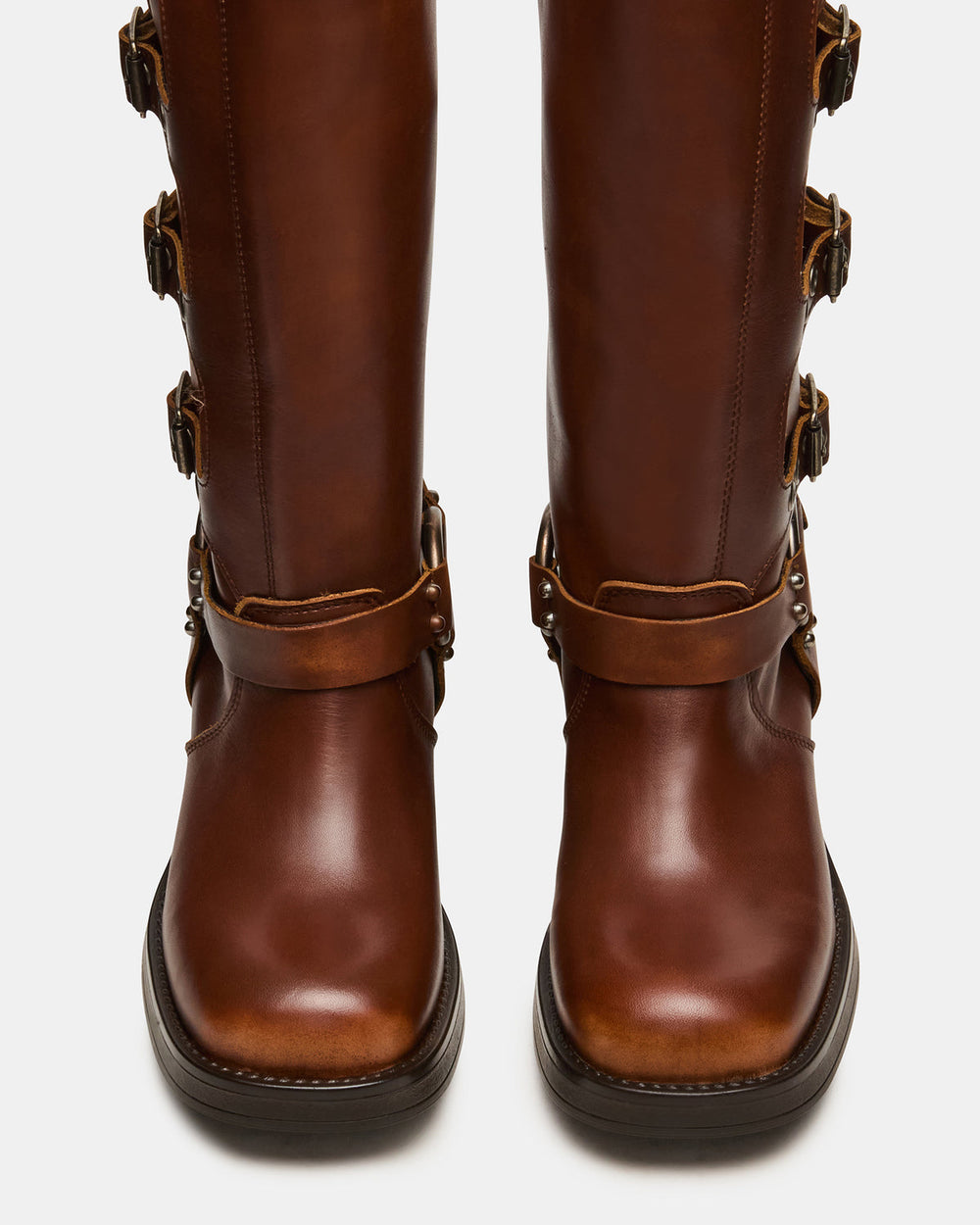 ROCKY Cognac Distressed Wide Calf Knee-High Moto Women's Boot